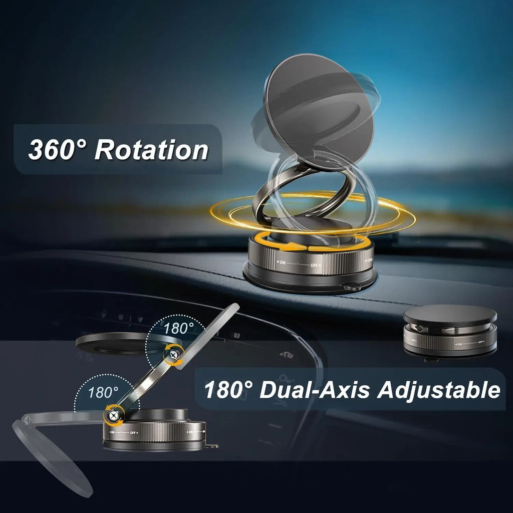 Upgraded Vacuum Magnetic Car Phone Holder for MagSafe, 360° Rotation, 96LBS Ultra Suction Cup Mount for iPhone & Android, Car/Gym/Mirror