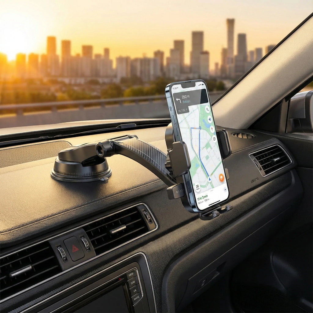 Multi-Scene Phone Mount with One-Click Lock Retractable Arm Strong Suction 360° Rotation for Car & Office