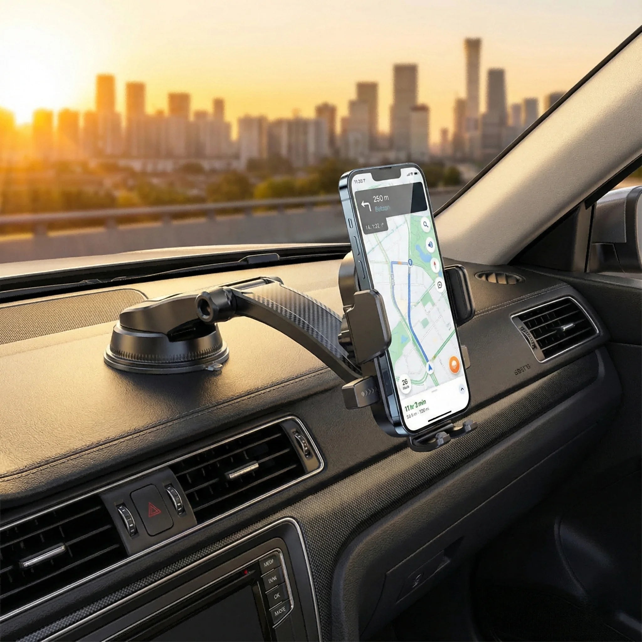 Multi-Scene Phone Mount with One-Click Lock Retractable Arm Strong Suction 360° Rotation for Car & Office