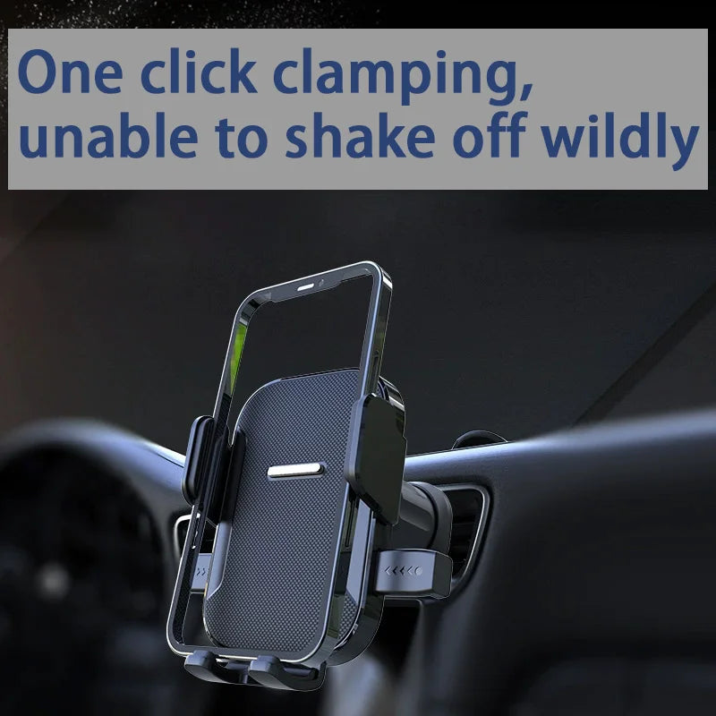 Anti-Shake Car Phone Mount - Retractable Long Arm, Strong Suction Cup, One-Click Clamping, Fits Windshield for Safe Navigation