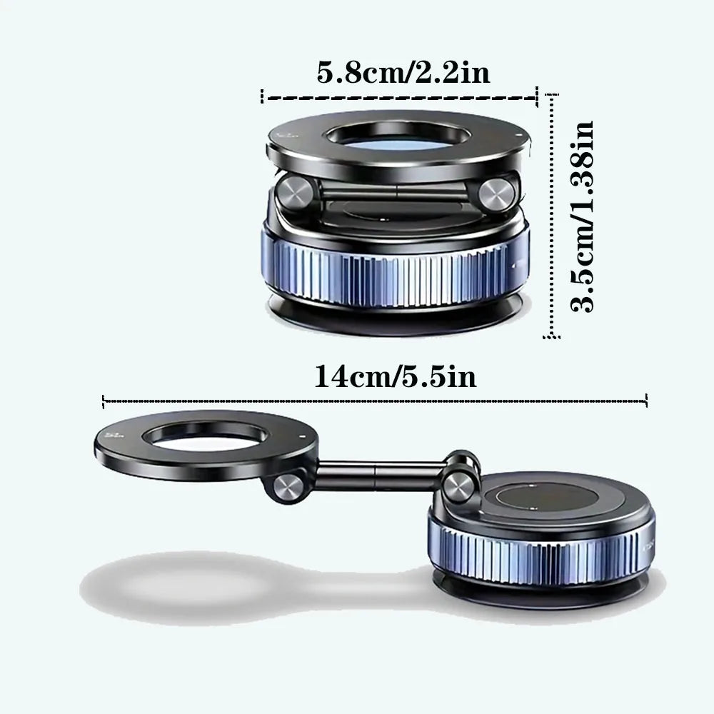 360° Adjustable Rotating Folding Magnetic Phone Holder Vacuum Suction Mag Stand for Car Navigation Gym Kitchen - Universal GPS Streaming Bracket