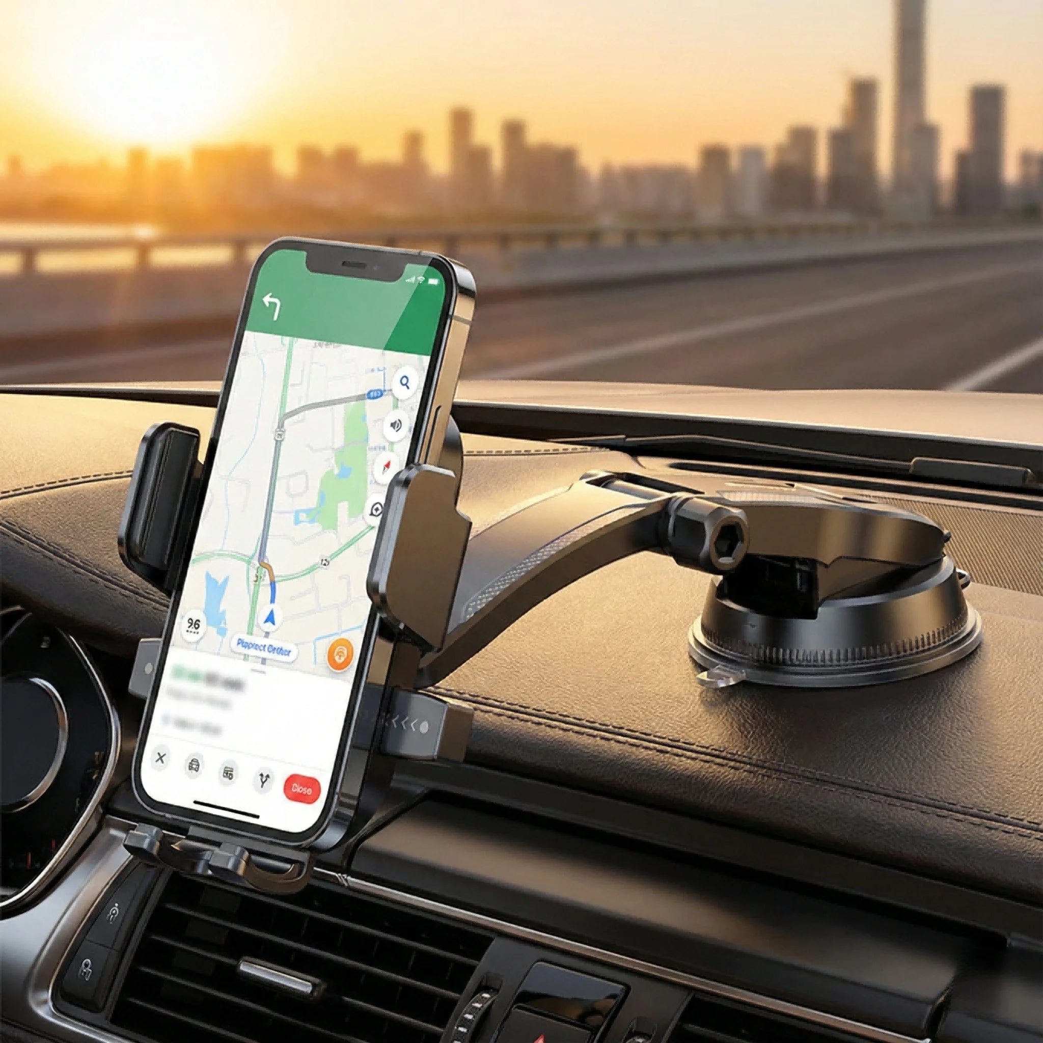Multi-Scene Phone Mount with One-Click Lock Retractable Arm Strong Suction 360° Rotation for Car & Office