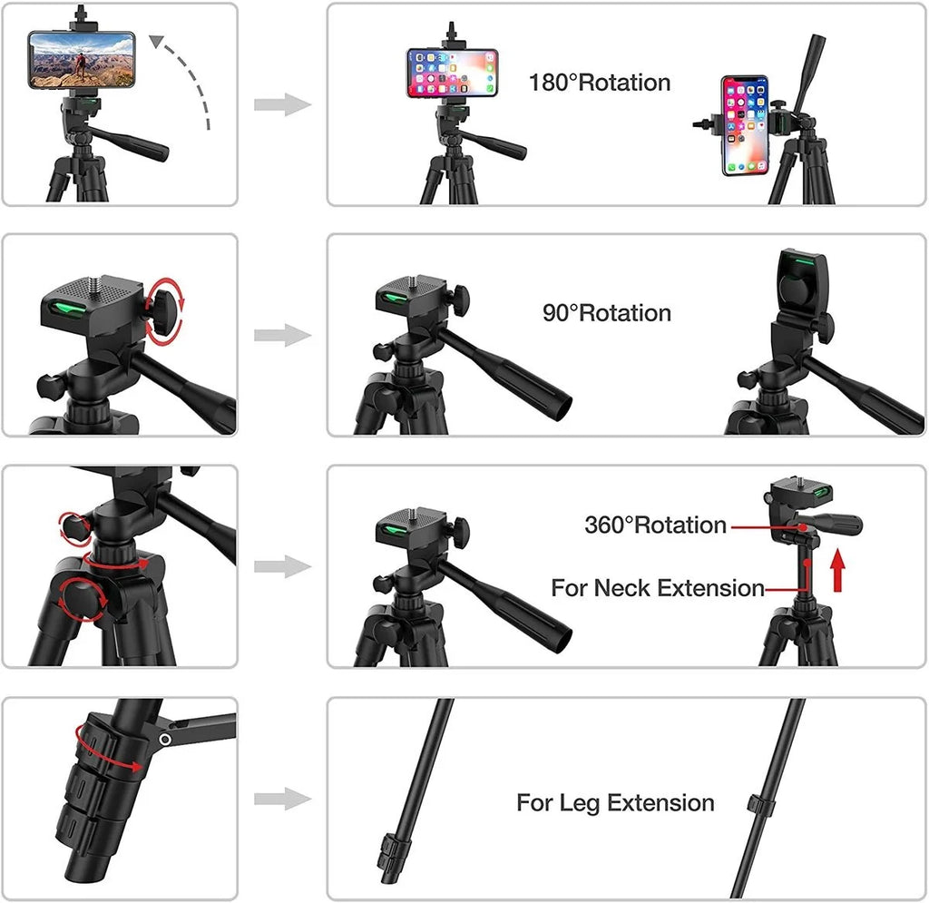 Mobile Tripod for Phone Lightweight Camera Tripod Stand with Bluetooth Selfie Remote Phone Holder for Youtube Video Photography